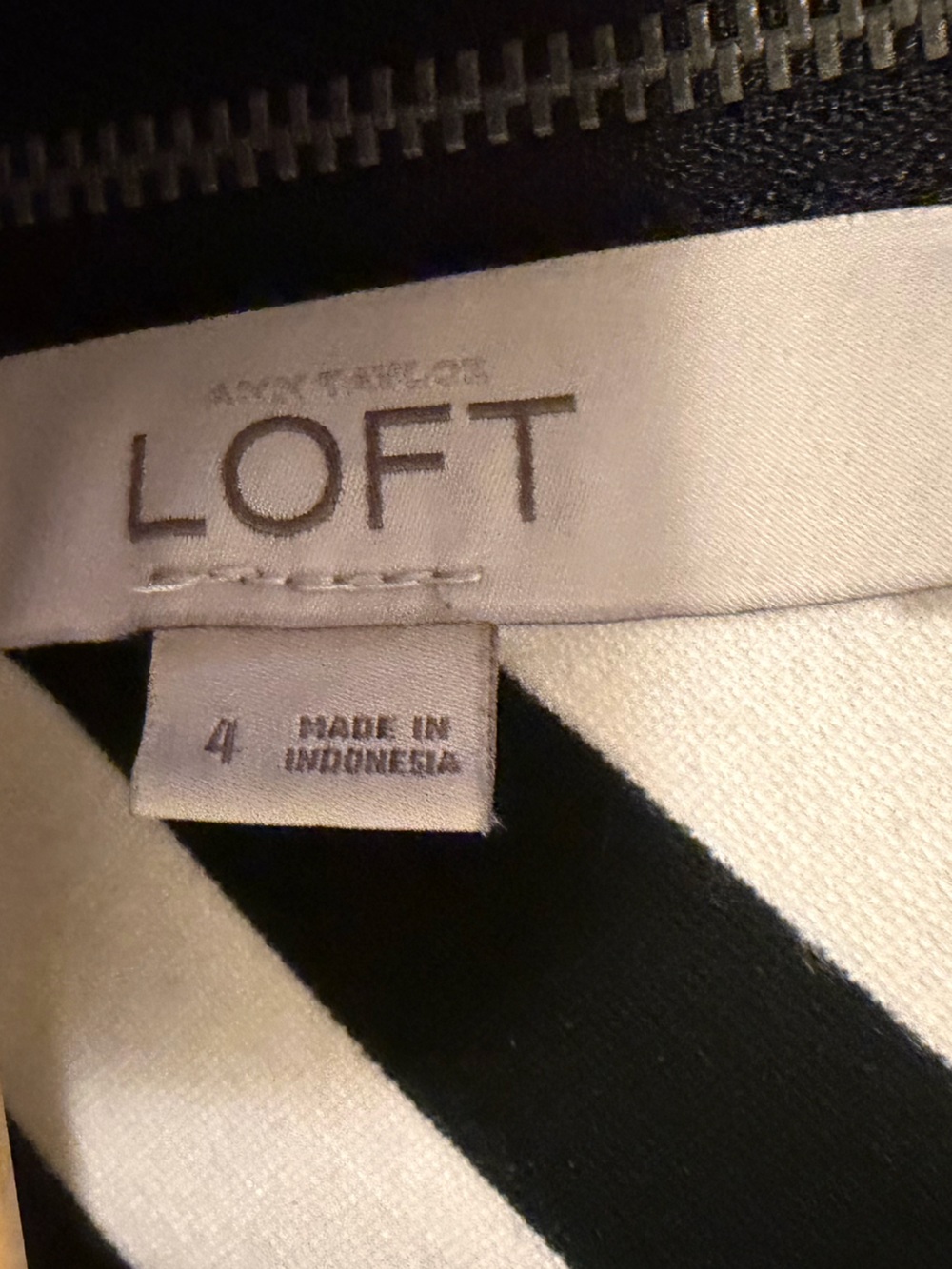 LOFT Black and White Stripe Sleeveless Dress. Size 4 - Picture 2 of 5